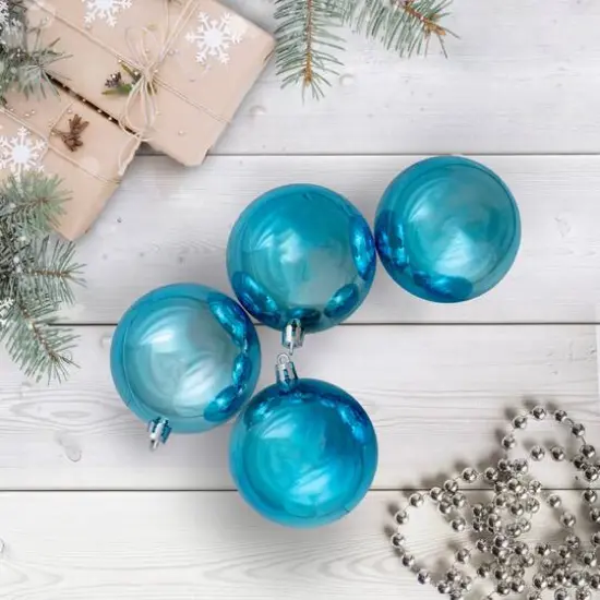 32ct. 3.5" Turquoise Blue Shatterproof Shiny Christmas Ball Ornaments {5}