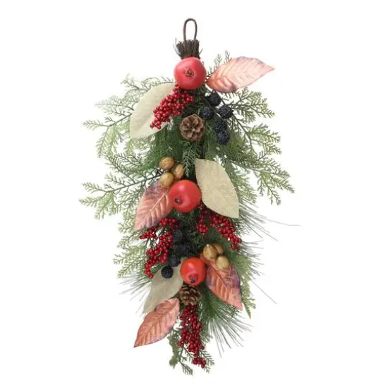 2.5ft. Autumn Harvest Mixed Berry & Pine Needle Teardrop Swag {1}