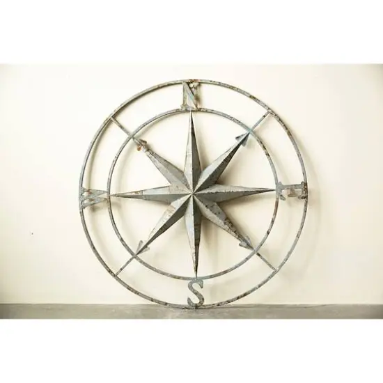 Hello Honey&reg; Metal Compass Wall, Distressed Aqua {9}