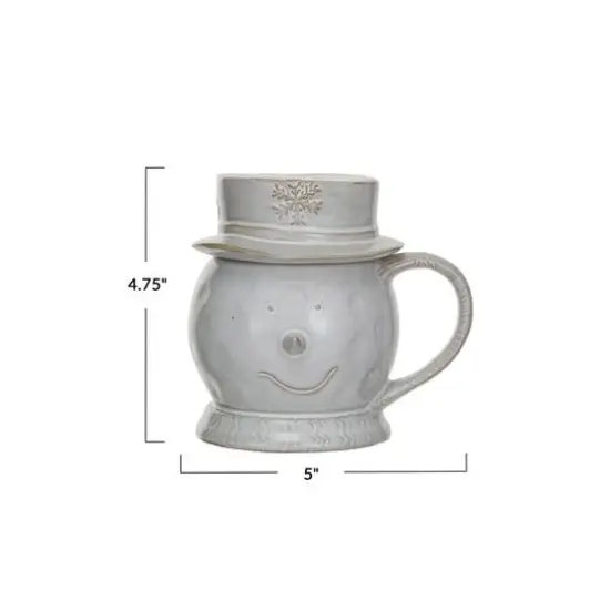Hello Honey&reg; 12oz. Antique White Stoneware Snowman Shaped Mug with Reactive Glaze {4}