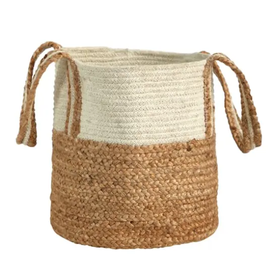 14'' Natural Cotton & Jute Boho Chic Basket Planter {1}