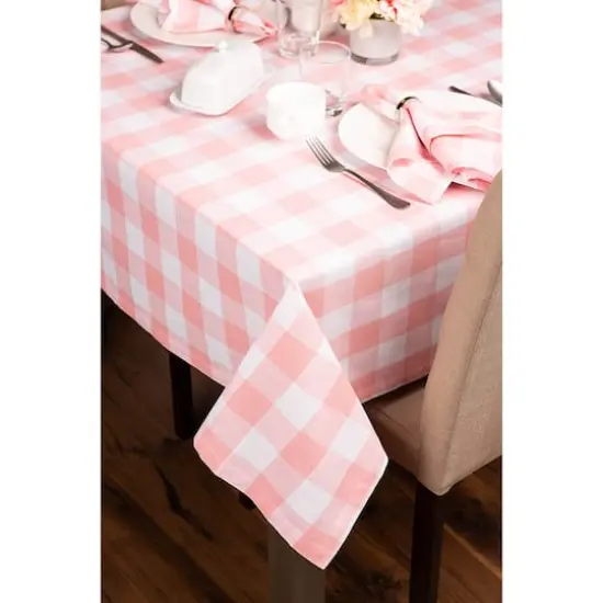 DII&reg; 84" Buffalo Check Tablecloth Pink and White {6}