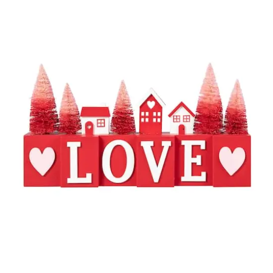 Glitzhome&reg; 14" Valentine's Wooden Love House & Tree Table D&eacute;cor {7}