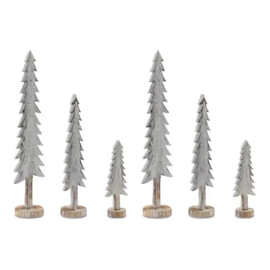 White Wood Tabletop Pine Tree Set {1}
