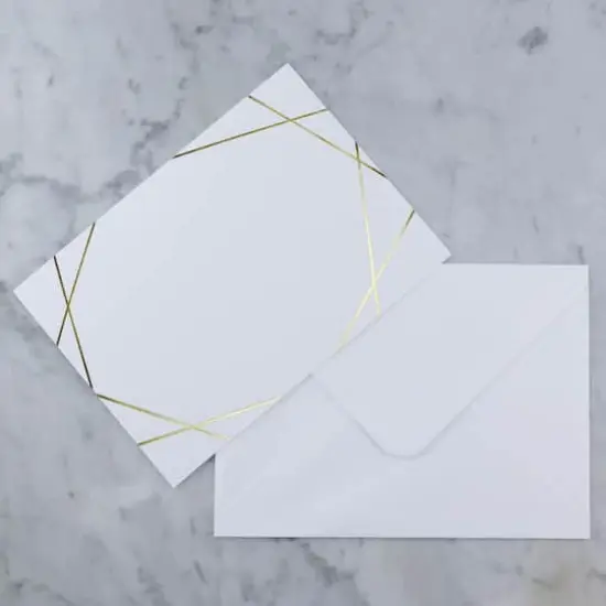 White & Gold Foil Flat Cards & Envelopes by Recollections&trade;, 5" x 7" {6}
