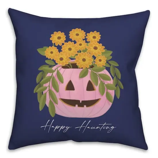 Floral Jack-O-Lantern Throw Pillow {1}