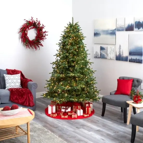 7ft. Pre-Lit South Carolina Spruce Artificial Christmas Tree, White Warm LED Lights {7}