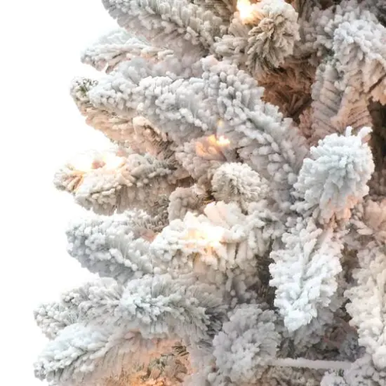 4ft. Pre-Lit Flocked Carson Pine Artificial Christmas Tree, Clear Lights {5}