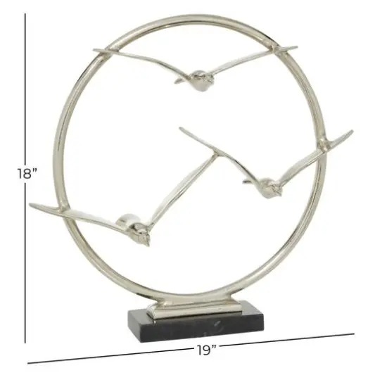 Silver Aluminum Modern Sculpture, Bird 18" x 19" x 5" {7}