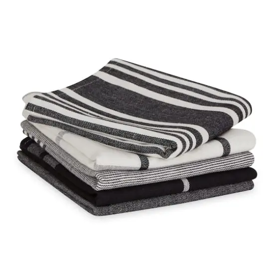 DII&reg; Classic Oversized Woven Dishtowels Set Black {4}