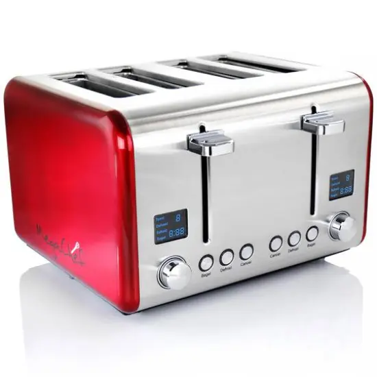 MegaChef Red 4 Slice Toaster in Stainless Steel {4}