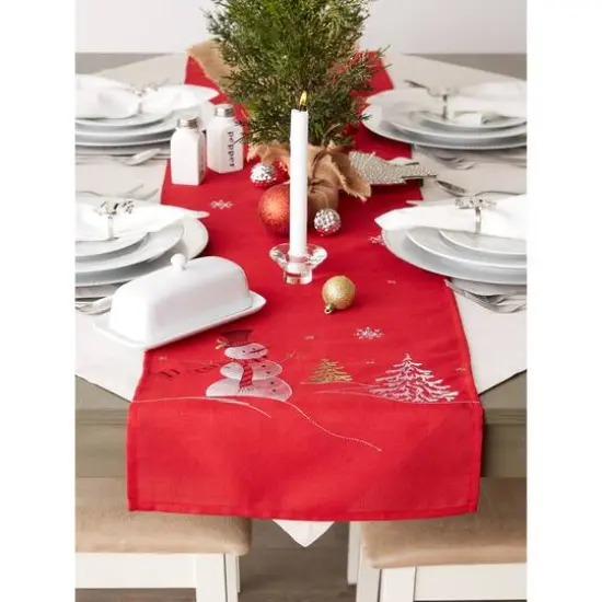 DII&reg; 108" Snowman Embroidered Table Runner {6}