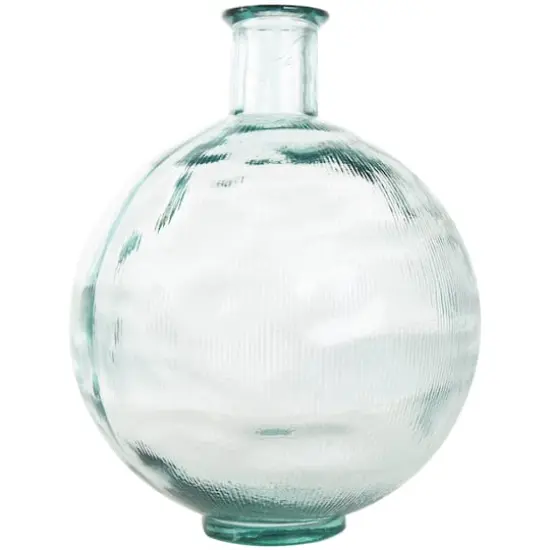 17" Clear Ribbed Round Glass Spanish Vase {4}