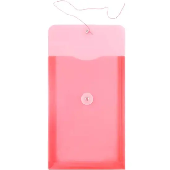 JAM Paper 6.25" x 9.25" Pink Button & String Closure Plastic Envelope, 12ct. {3}