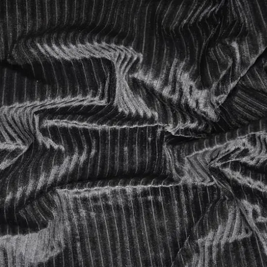 Feldman Black Ribbed Stretch Velvet Fabric {6}