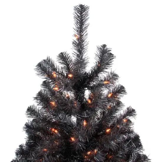 4ft. Pre-Lit Black Noble Spruce Artificial Halloween Tree, Orange Lights {3}