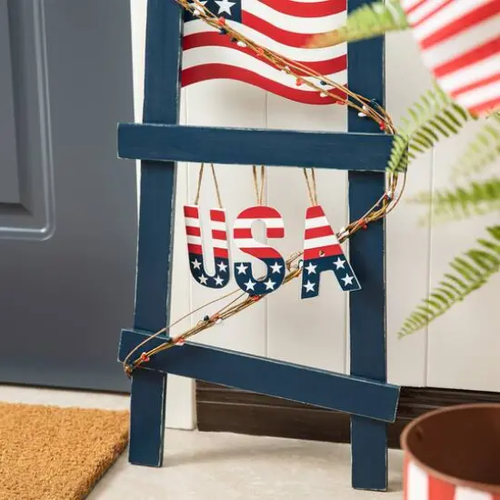 Glitzhome® 36" Patriotic Americana Ladder-Shaped Porch Décor {6}