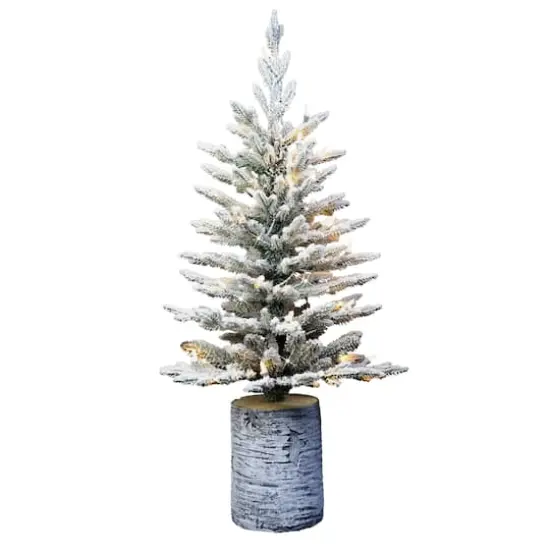 3ft. Pre-Lit Flocked Arctic Fir Tree, Warm White LED Lights {1}
