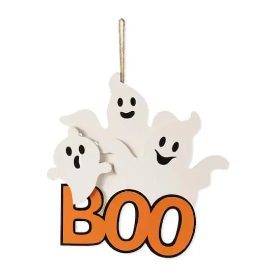 Glitzhome&reg; 14"H Halloween Wooden Ghoost BOO Door Hanger {1}