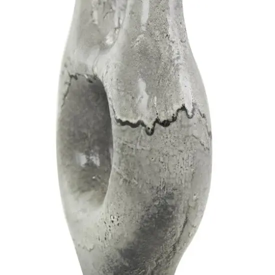 Gray Paper Mache Abstract Circular Vase with Dual Openings {9}