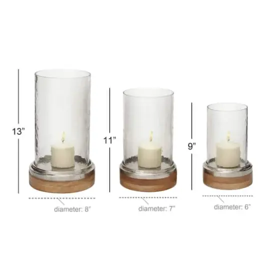 Clear Aluminum Traditional Hurricane Lamp Set {5}