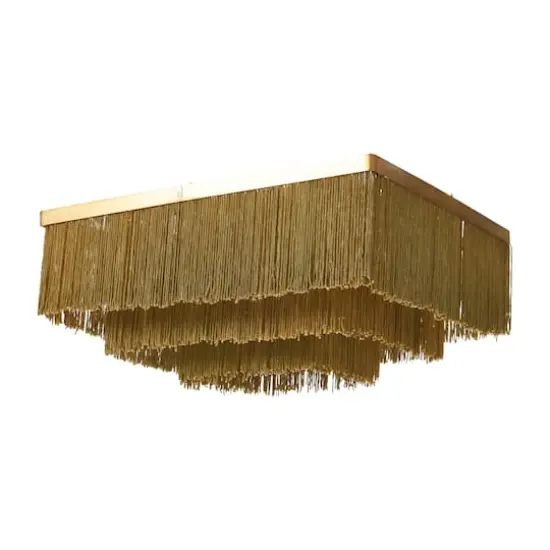Hello Honey&reg; 13.75" Square Flush Mount Fringe Light Fixture {1}