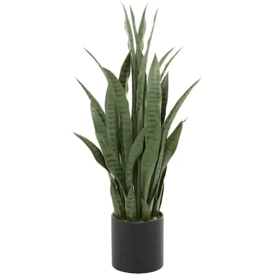 3ft. Green Faux Snake Foliage Artificial Plant with Black Porcelain Pot {3}