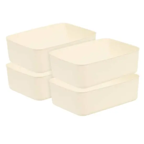 IRIS&reg; Medium Cream Nestable Storage Organizer Bins, 4ct. {4}