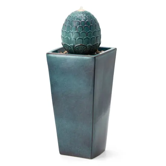Glitzhome&reg; 36" LED Artichoke Pedestal Ceramic Fountain Turquoise {1}