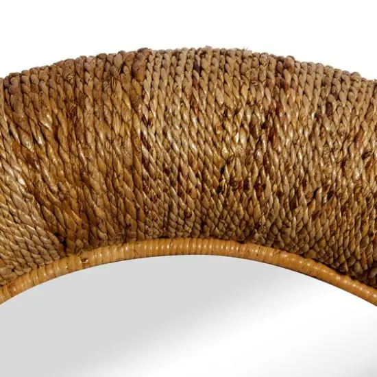 35" Brown Coastal Rattan Wall Mirror {4}