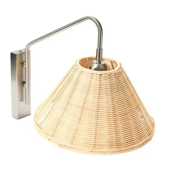 Hello Honey&reg; Rattan & Metal Wall Sconce Satin Nickel {10}