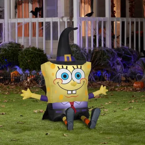 4ft. Airblown&reg; Inflatable Halloween SpongeBob as Witch {3}