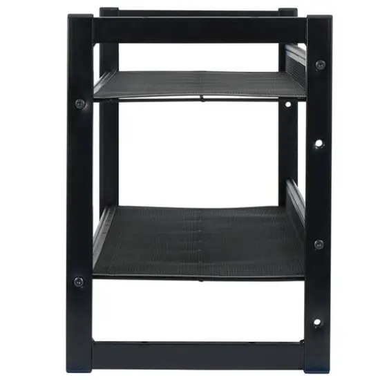 Organize It All 30" Black 2 Tier Adjustable Mesh Shoe Rack {10}