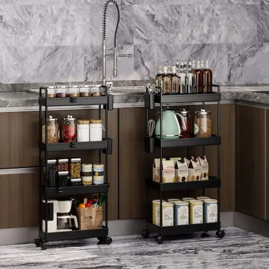Black 4-Tier Slim Storage Cart Set {6}
