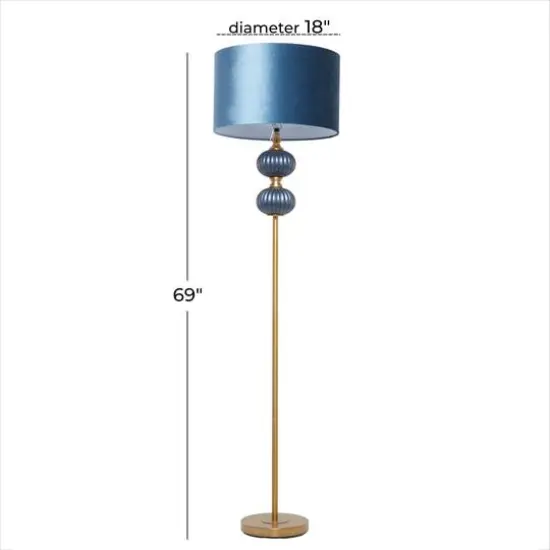 Blue Velvet Transitional Floor Lamp, 69" x 18" x 18" {11}