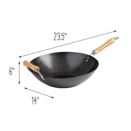 Joyce Chen 14" Carbon Steel Nonstick Wok with Birch Handles {5}