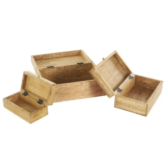Brown & Gold Mango Wood Scroll Storage Box Set {10}