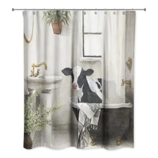Cow in Bathtub Farmhouse 71" x 74" Shower Curtain {3}