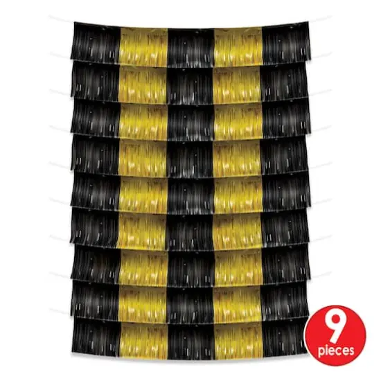 Beistle Black and Gold Metallic Fringe Garland Backdrop {5}