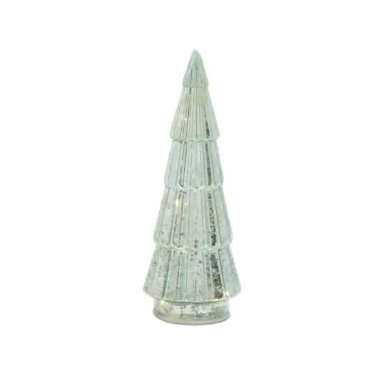 Green Mercury Glass LED Tree Set {4}