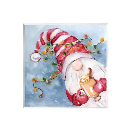 Stupell Industries Santa Gnome Holiday Lights Wall Plaque Art {1}