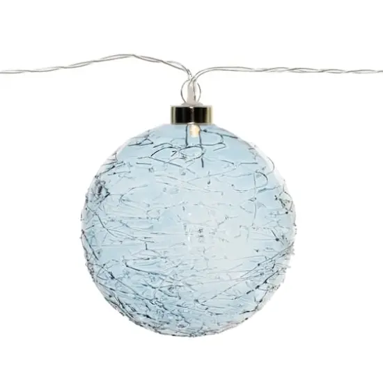 LED Blue Crackle Glass Ball Ornament String {3}