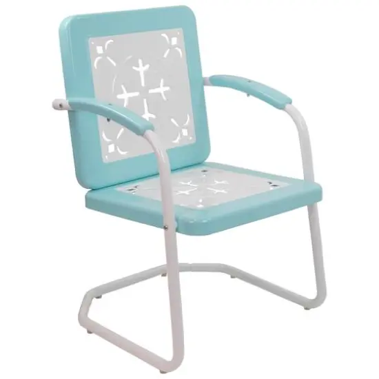 35" Square Outdoor Retro Tulip Armchair Blue {1}