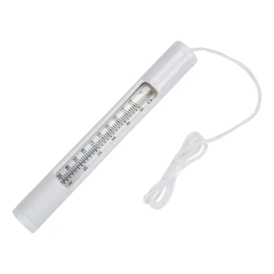 6.75" White Round Swimming Pool Thermometer with White Cord {3}