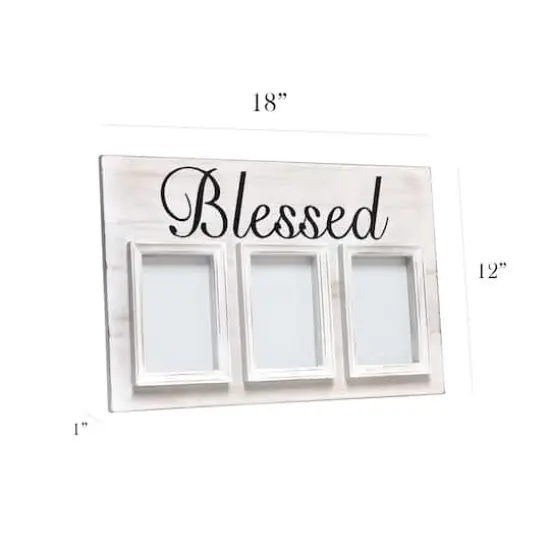 Elegant Designs Whitewash Blessed 3 Photo Collage 4" x 6" Picture Frame {4}