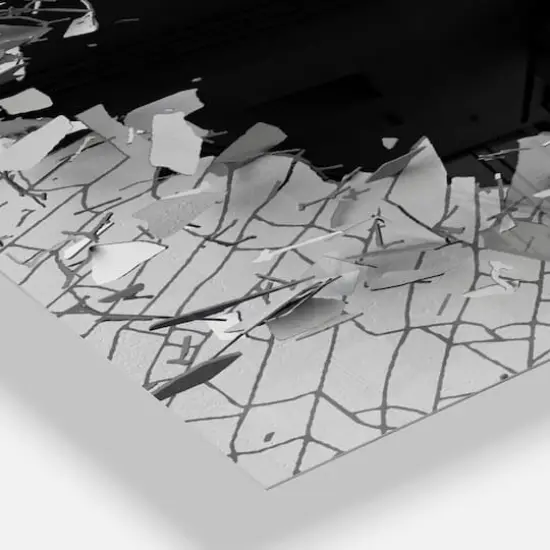 Designart Abstract Broken Wall 3D Design Rectangular Wall Clock {4}