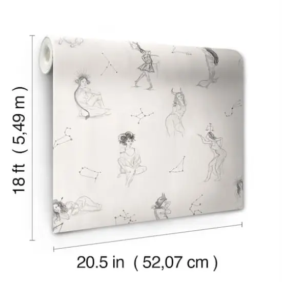 Mr. Kate Luna Zodiac Cream & Graphite Toile Peel & Stick Wallpaper {7}