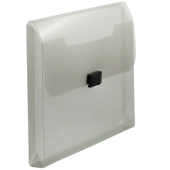 JAM Paper 9.5" x 13.25" Plastic Box Portfolio with Center Buckle Smoke Gray {4}