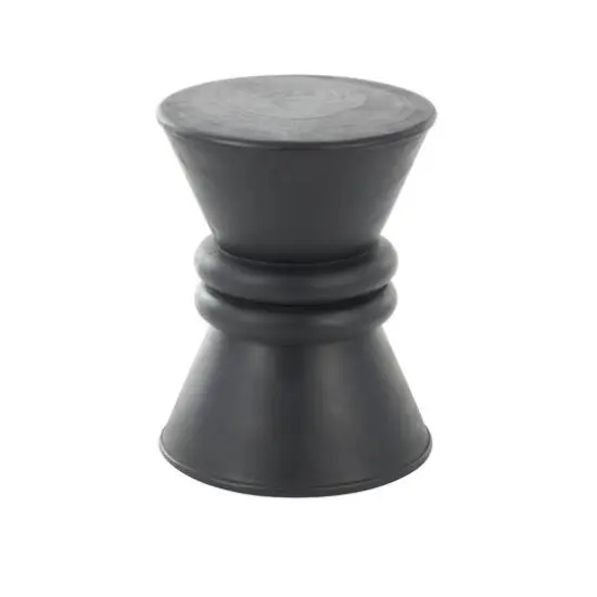 18" Black Wood Handmade Carved Hourglass Accent Table with 3D Ring Center {7}