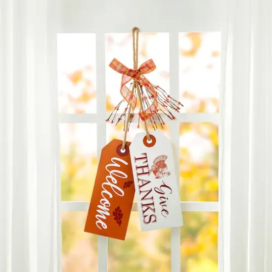 Glitzhome® 24" Thanksgiving Wooden "Give Thanks" Door Hanger {4}